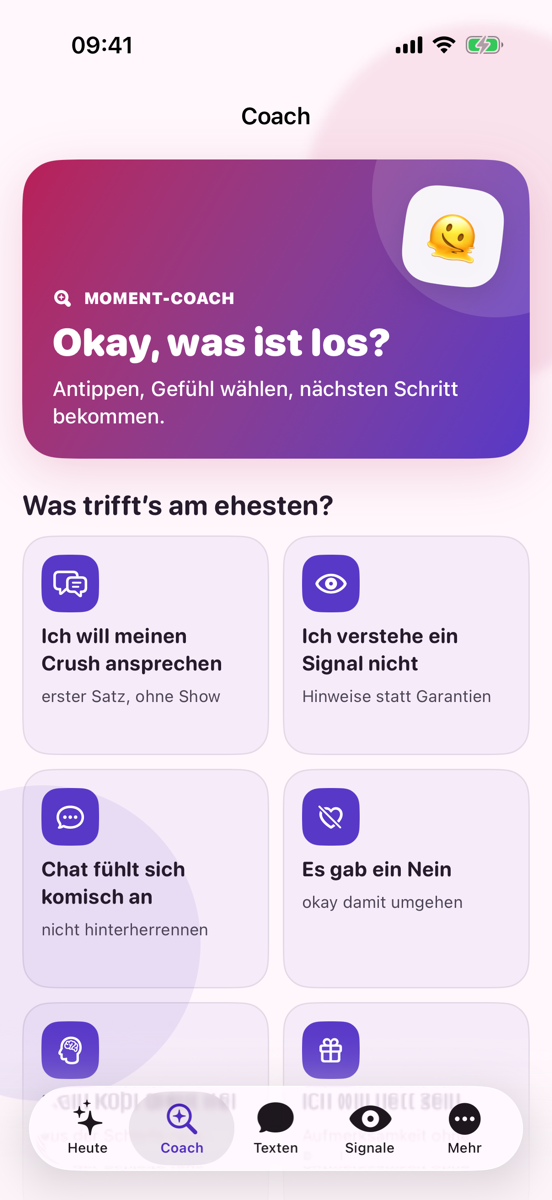 CrushVibe Coach mit einem konkreten Mini-Plan